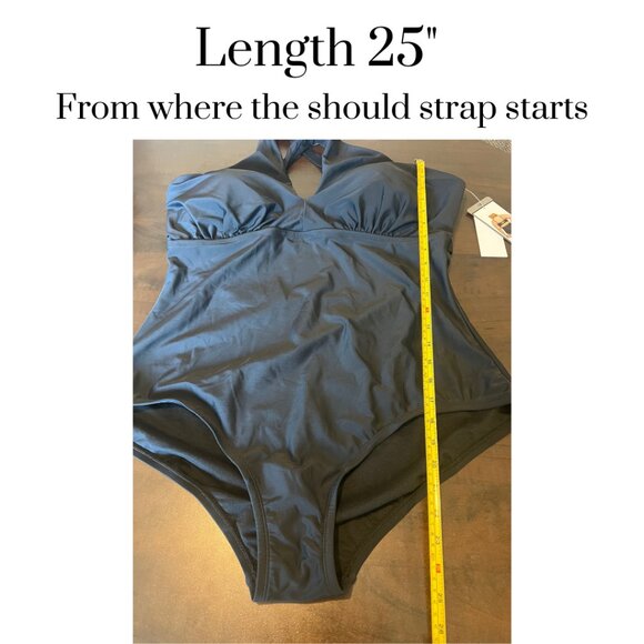 NWT LYSA women's plus size 1X black halter UPF 50+ one piece swimsuit padded bra - Picture 5 of 10